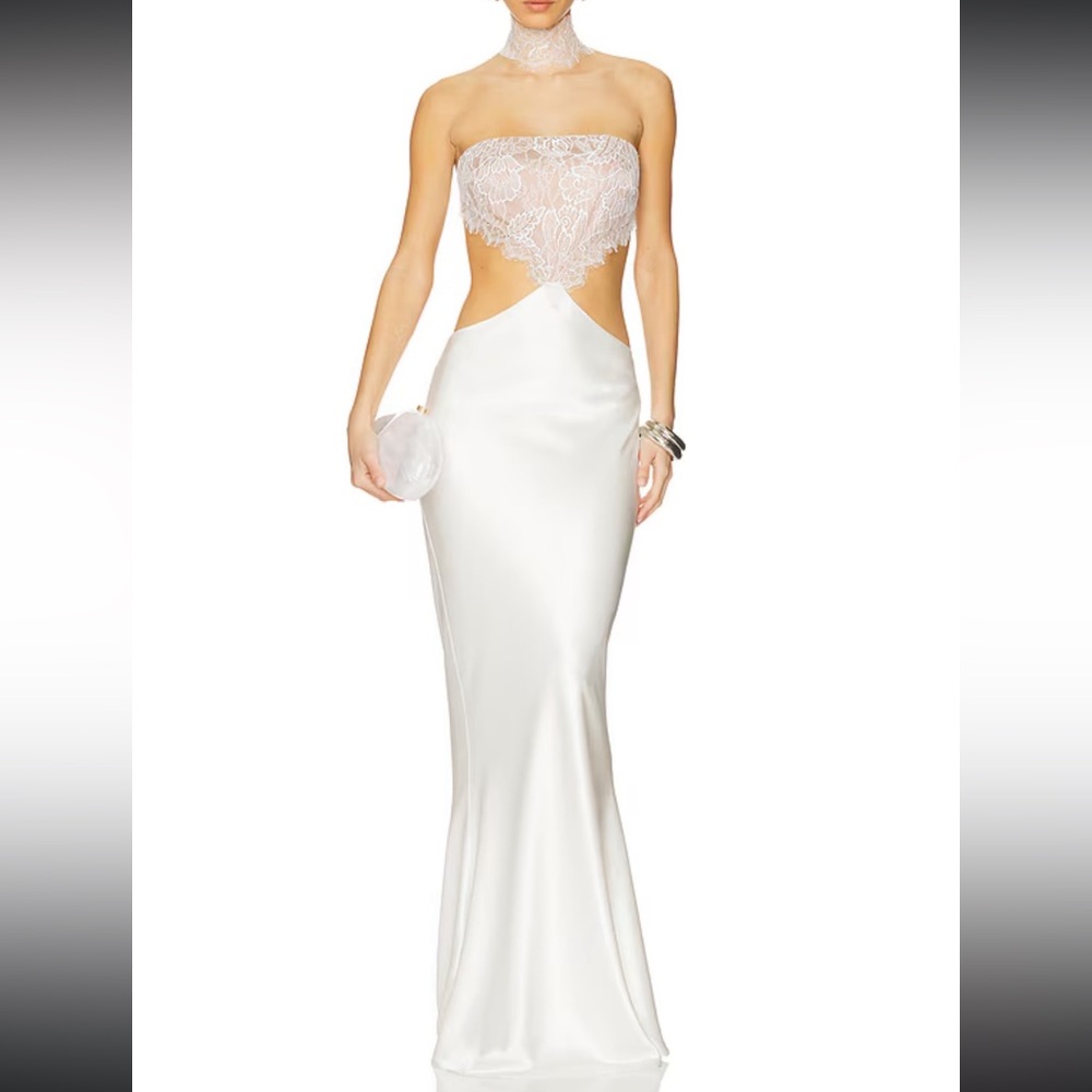 Retrofete Ivory Backless Lace Dress